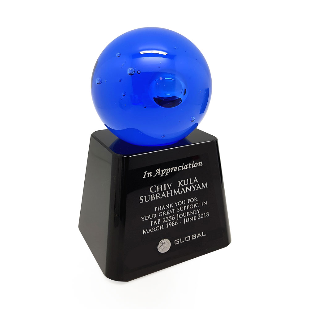 BlueBall on Black Flat Crystal Base