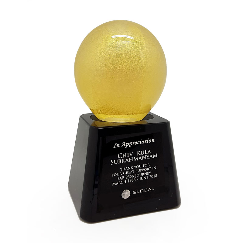 AmberyBall on Black Flat Crystal Base